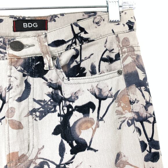 BDG High Rise Twig Ankle Jeans Womens Size 28 Muted Floral Watercolor Print - Picture 4 of 8